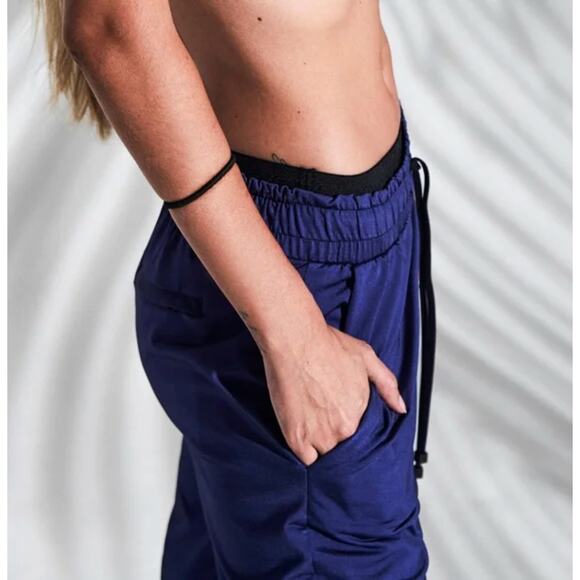 Koral Reverie Shantung Blue Joggers Sweatpants Parachute Pants Size S - Picture 3 of 12